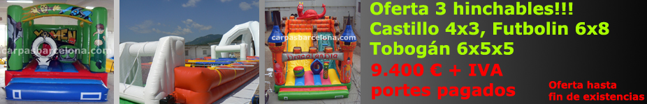 For Sale and manufacture of inflatable advertising produce exclusive designs as either infantile or advertising, design tents throughout Spain purchase and sale of inflatable products for recreation, attractions, castles, slides,